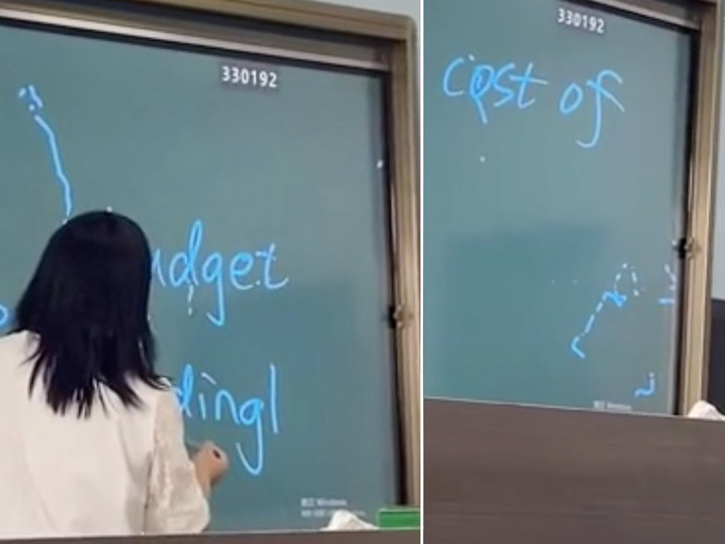 驚現「怪手」寫字！ 智能黑板突失控老師點算好？