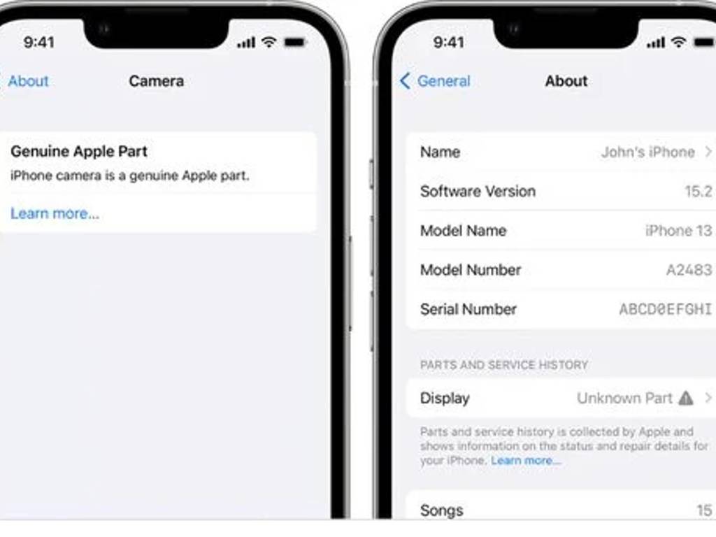iOS 15.2 系統新加「零件和使用歷史」功能   隨時查看維修零件是否正貨