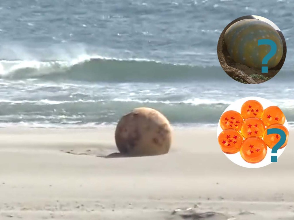 日本靜岡海岸出現巨鐵球 網民笑稱是哥斯拉蛋及龍珠