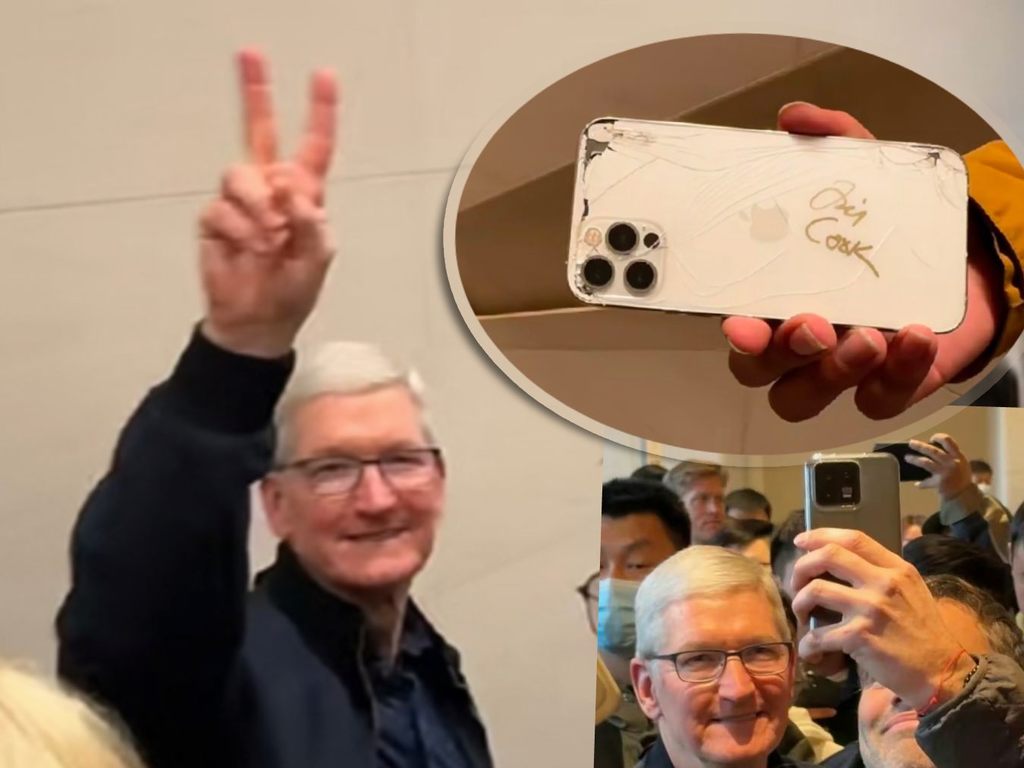 Tim Cook 訪北京三里屯 Apple Store 果粉「爆機底」iPhone 獲親筆簽名 網友：仲整唔整好？