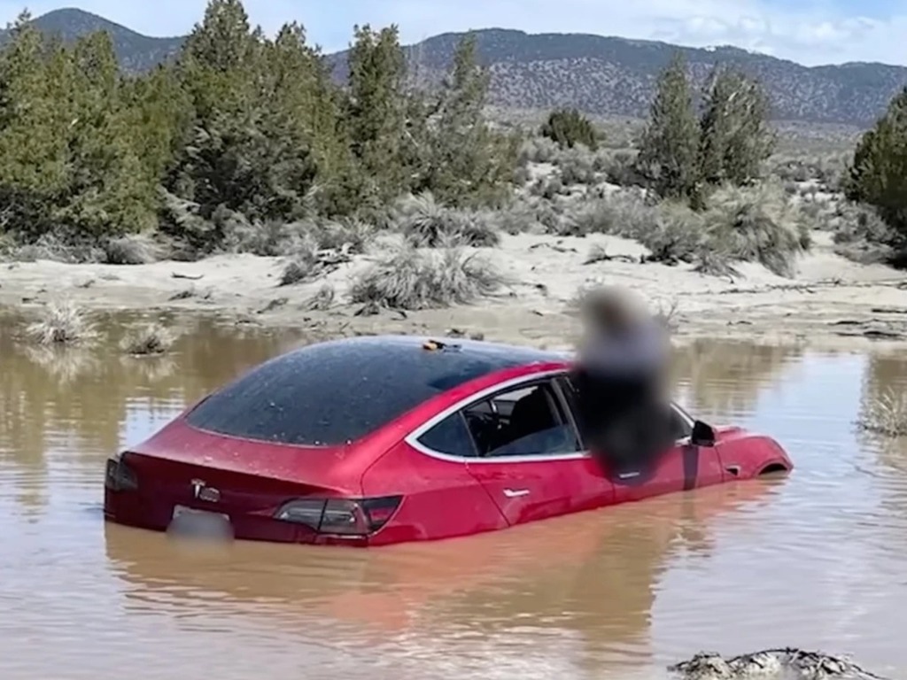 Tesla Model 3 車主太信 FSD Beta 出事 全車衝進洪水恐 Total Loss