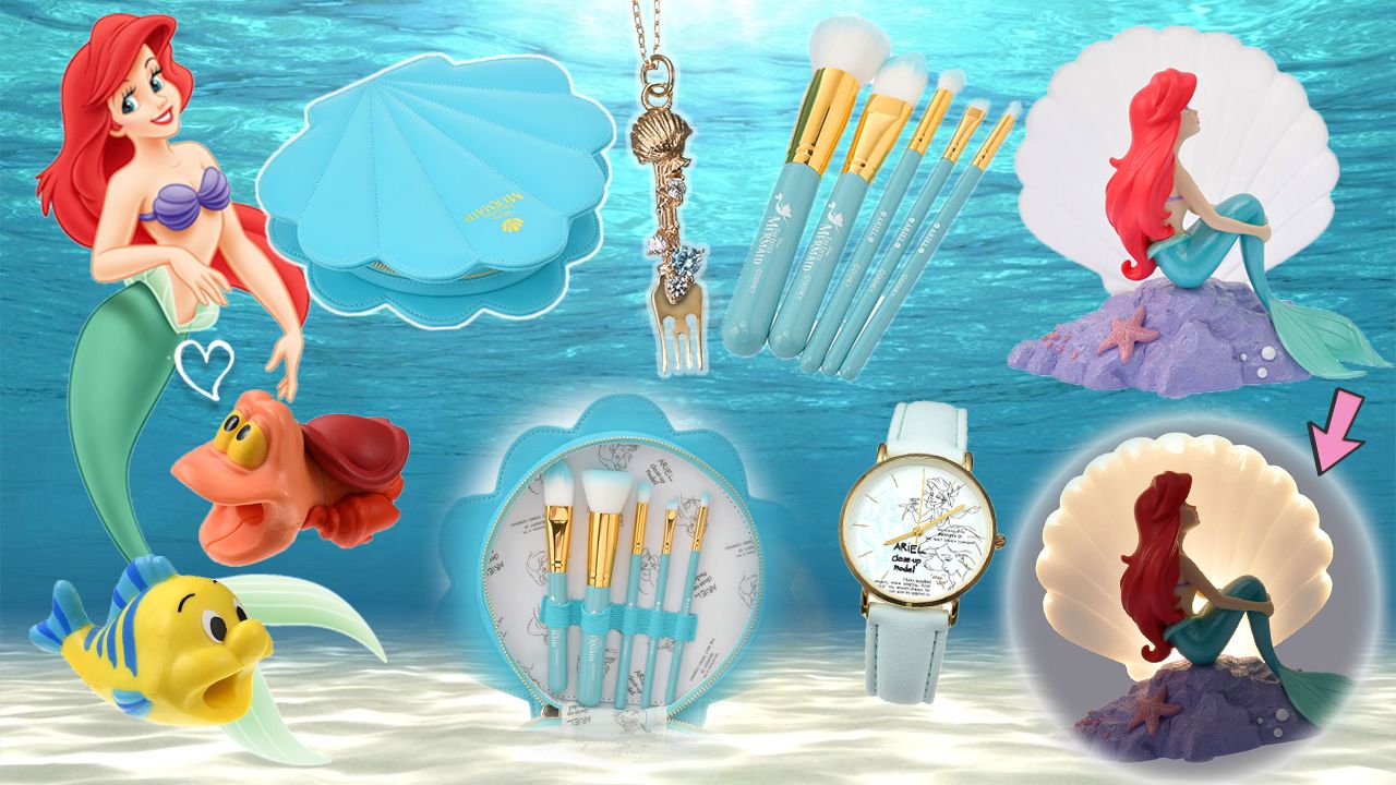 日本迪士尼《小魚仙》30週年新品！Ariel餐叉梳子頸鏈、夢幻冰藍化妝掃！經典原著畫面！