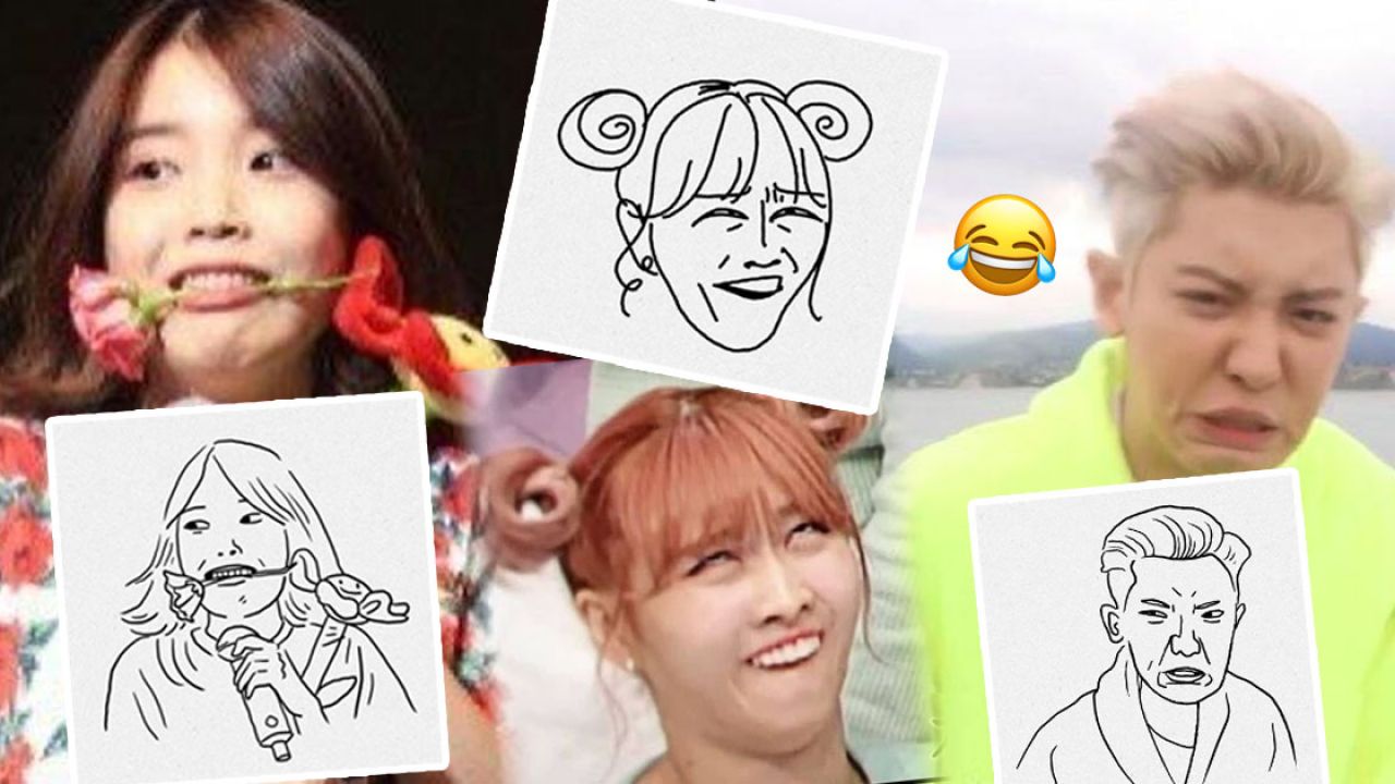 13幅韓星醜態搞笑插畫！IU、MOMO、燦烈！你看得出是他們嗎？