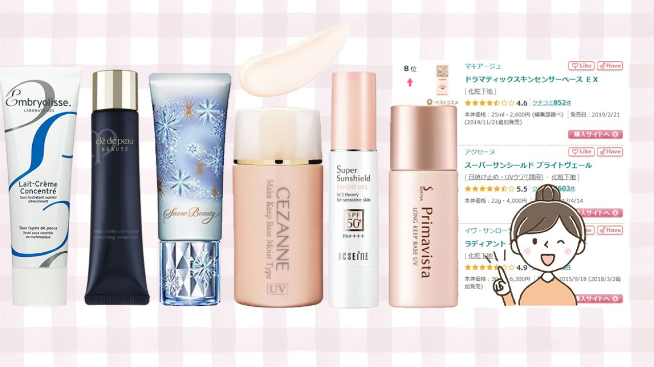 日本「人氣底霜排行榜」頭20位公開！阻隔紫外線、污染物！提升底妝貼服度！