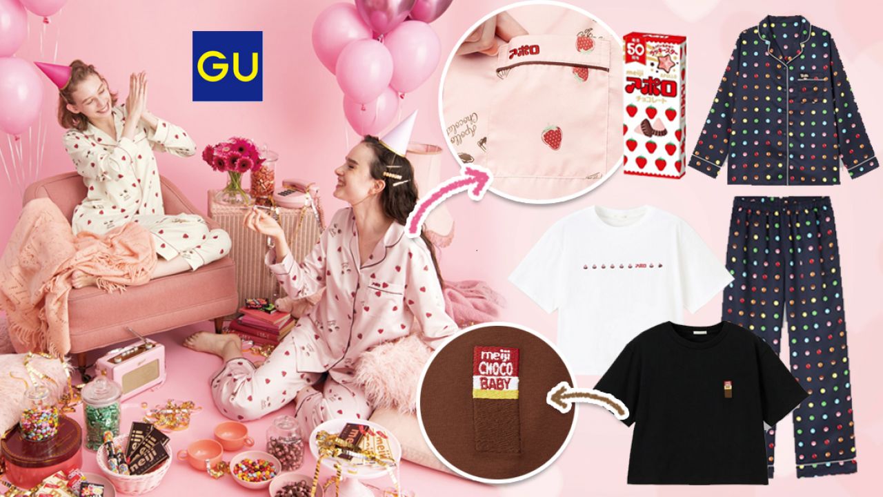 GU聯乘Meiji系列開售詳情公開！款式一覽！甜美草莓朱古力印花睡衣！