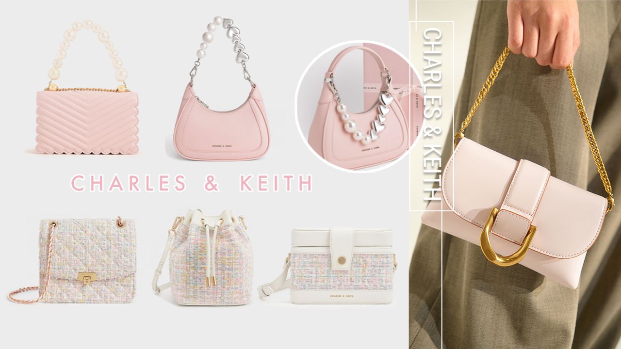 CHARLES & KEITH粉嫩色調手袋推薦！浪漫混色毛料x白色皮革！最平HK$ 439購入！