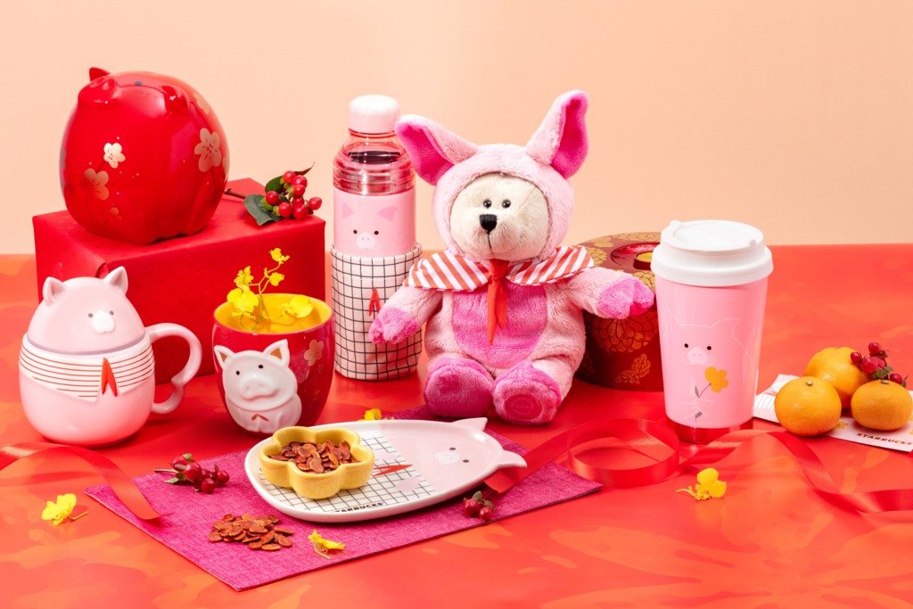 【香港Starbucks 2019】新春粉紅小豬杯和保溫瓶　燕麥鮮奶抹茶／香橙柑鬆餅