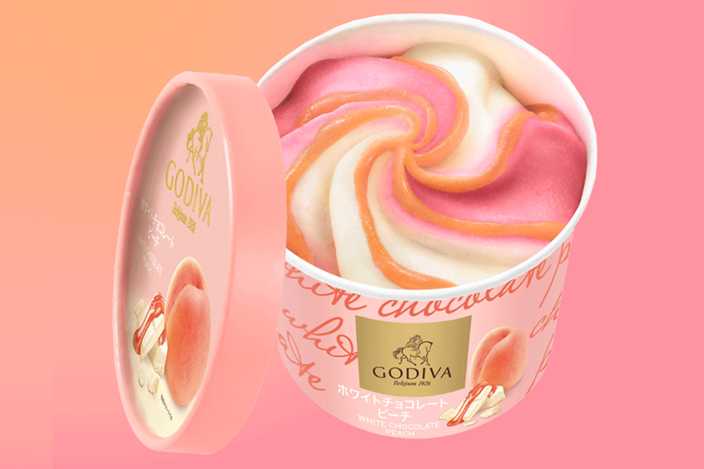 【日本便利店雪糕】日本GODIVA夏日限定新甜品　扭紋蜜桃白朱古力雪糕