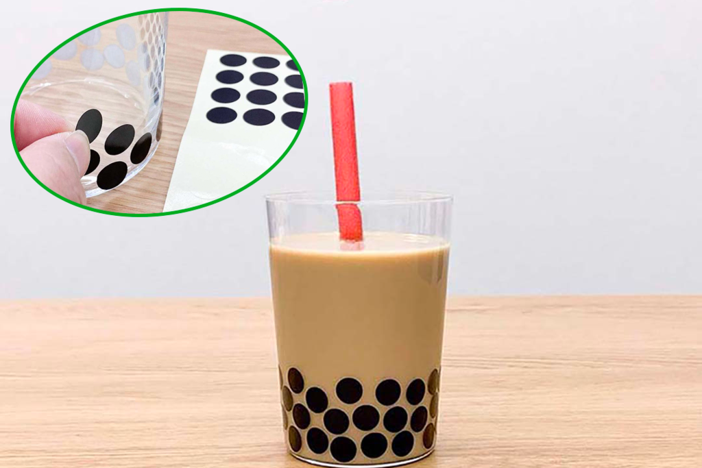 【珍珠奶茶貼紙】日本網民創意低卡減肥法　貼紙偽裝珍珠奶茶超搞笑！