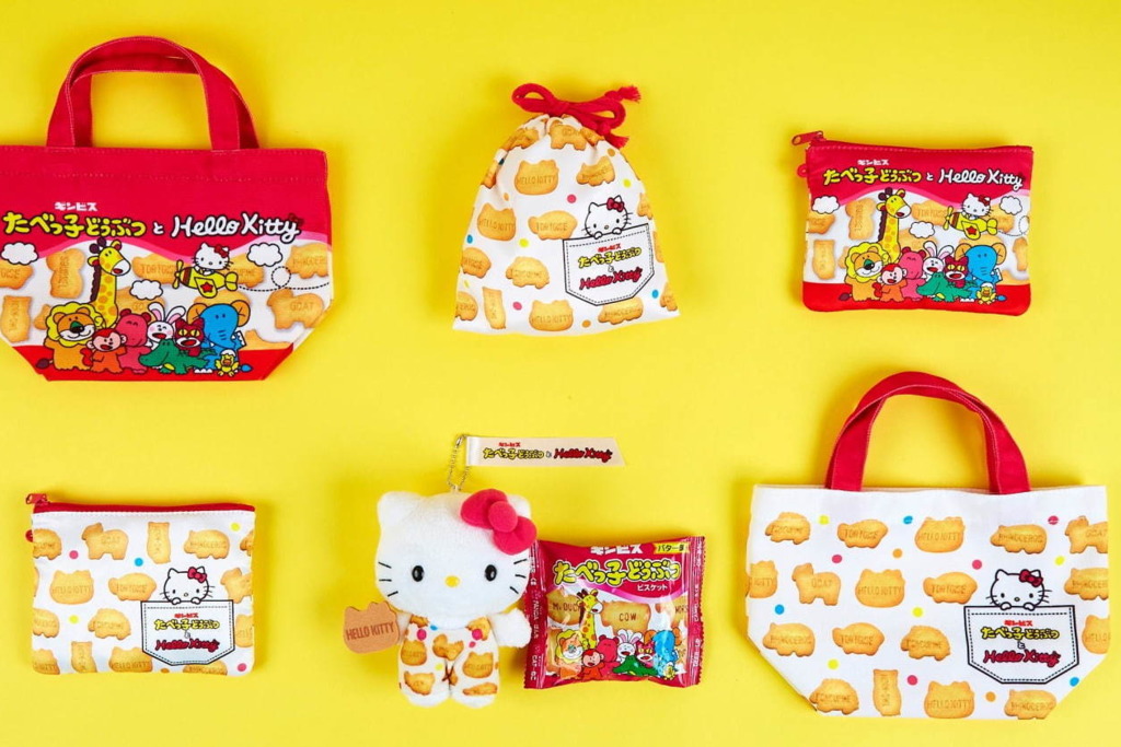 【日本Hello Kitty精品】日本Hello Kitty聯乘愉快動物餅　推出水杯／收納罐／化妝袋等6款周邊產品