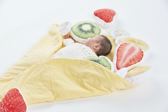 【日本保暖毯】日本網上手作店人氣可麗餅造型毛毯 雞蛋BB被／水果攬枕超可愛！
