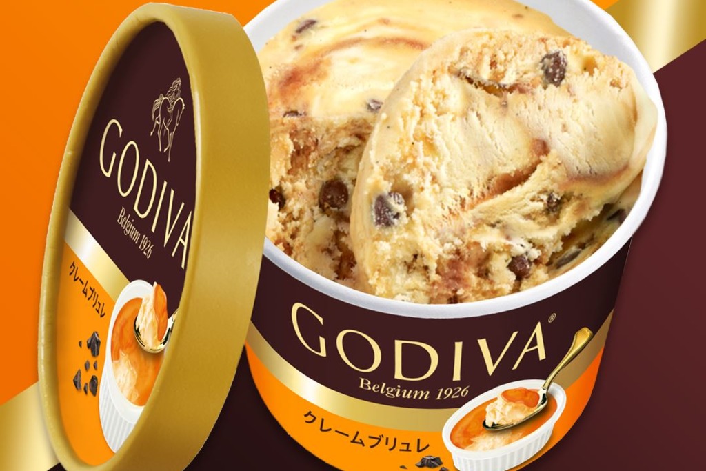日本GODIVA新推出法式燉蛋味雪糕　流心焦糖醬＋比利時朱古力粒＋吉士雲呢拿雪糕