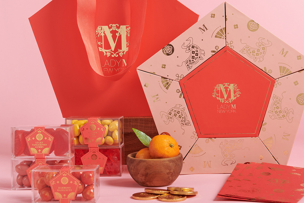 【新年禮盒2021】Lady M新春糖果禮盒 6款賀年糖果朱古力+燙金牛年圖案珊瑚粉紅禮盒
