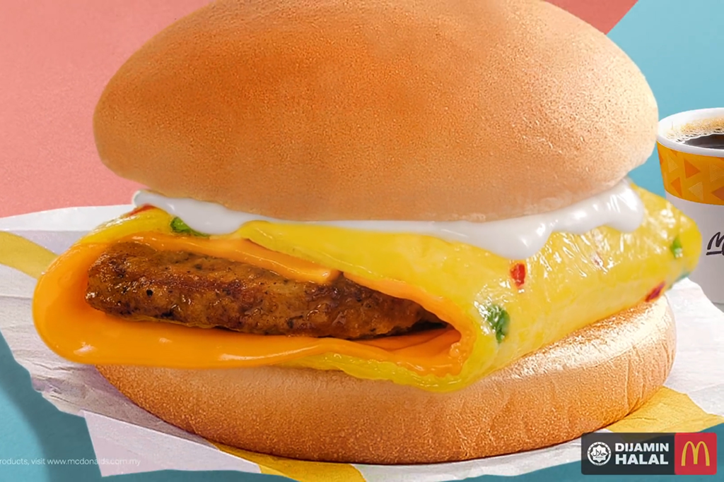 【馬來西亞麥當勞2021】麥當勞馬來西亞限定早餐新品　流心芝士蛋奄列漢堡／漢堡扒奄列夾心餡