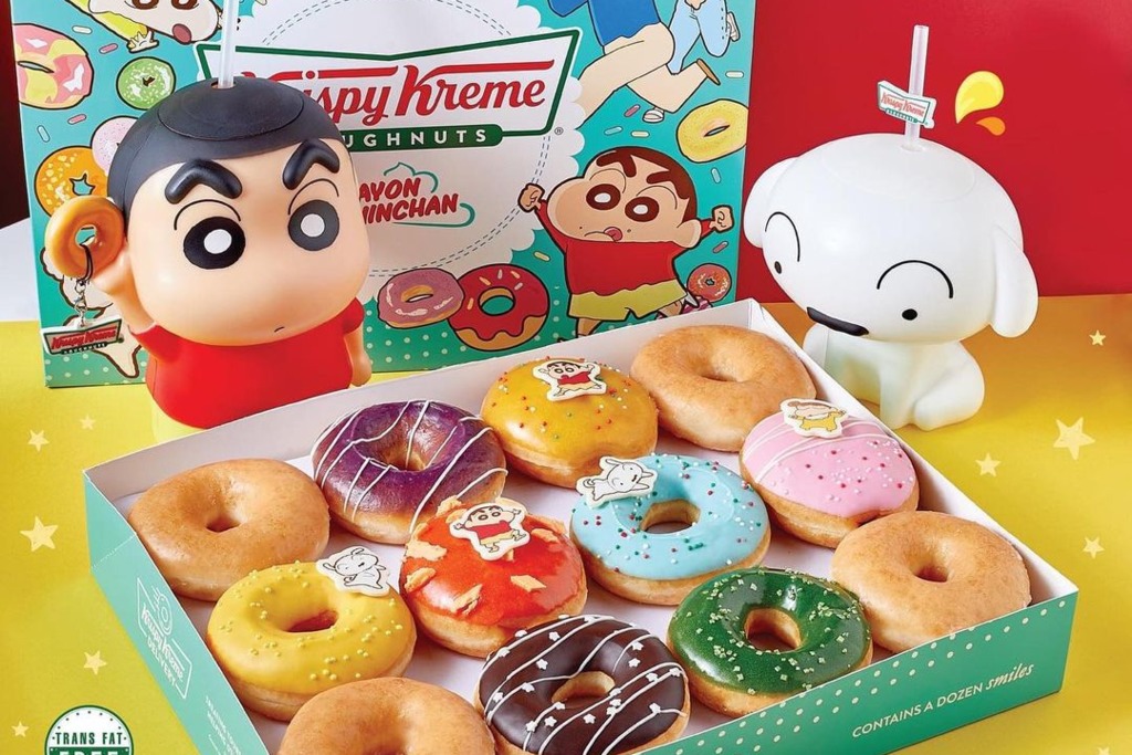 【泰國甜品】泰國Krispy Kreme聯乘蠟筆小新   推出超可愛角色造型冬甩／水杯