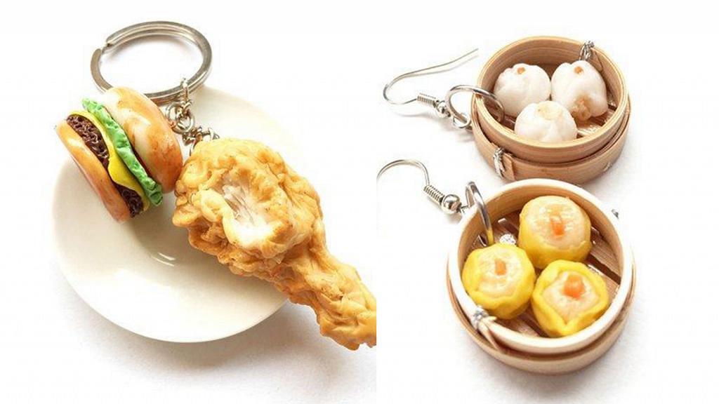 泰國全人手製作仿真食物飾品耳環！芒果糯米飯/漢堡包/點心/壽司