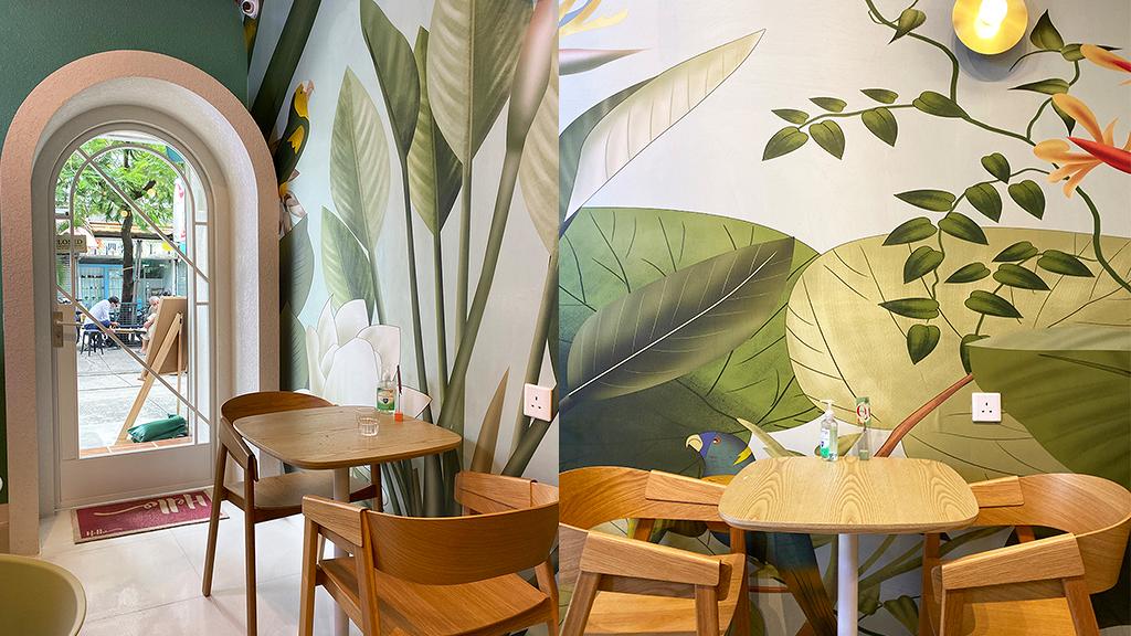 【元朗美食】元朗新開薄荷綠清新Cafe 白色圓拱門、植物壁畫充滿渡假風