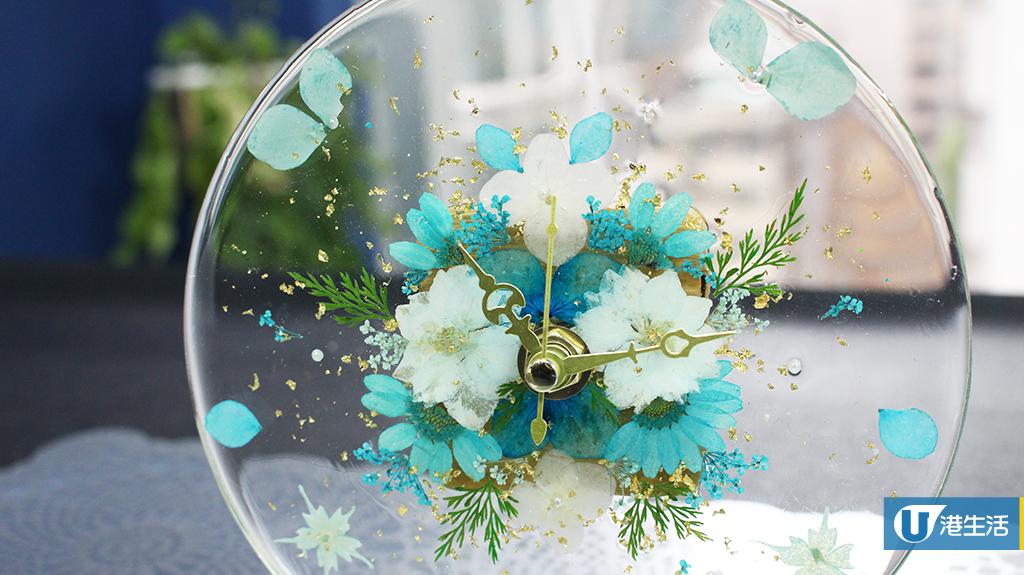 上環工作坊玩任選乾花diy 自製粉色金箔押花鐘 港生活 尋找香港好去處