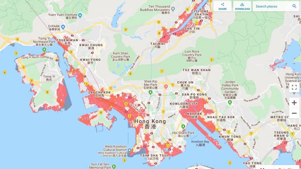 美研究預測2050年香港受海平面上升影響 多個地方被海水淹沒新界西北成重災區