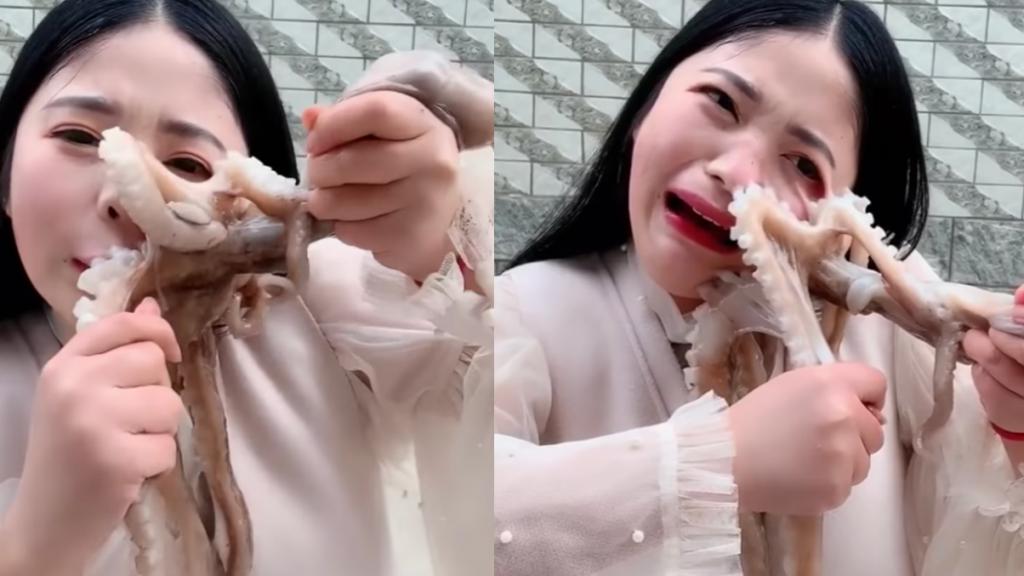 中國網紅直播生吞章魚反遭吸臉