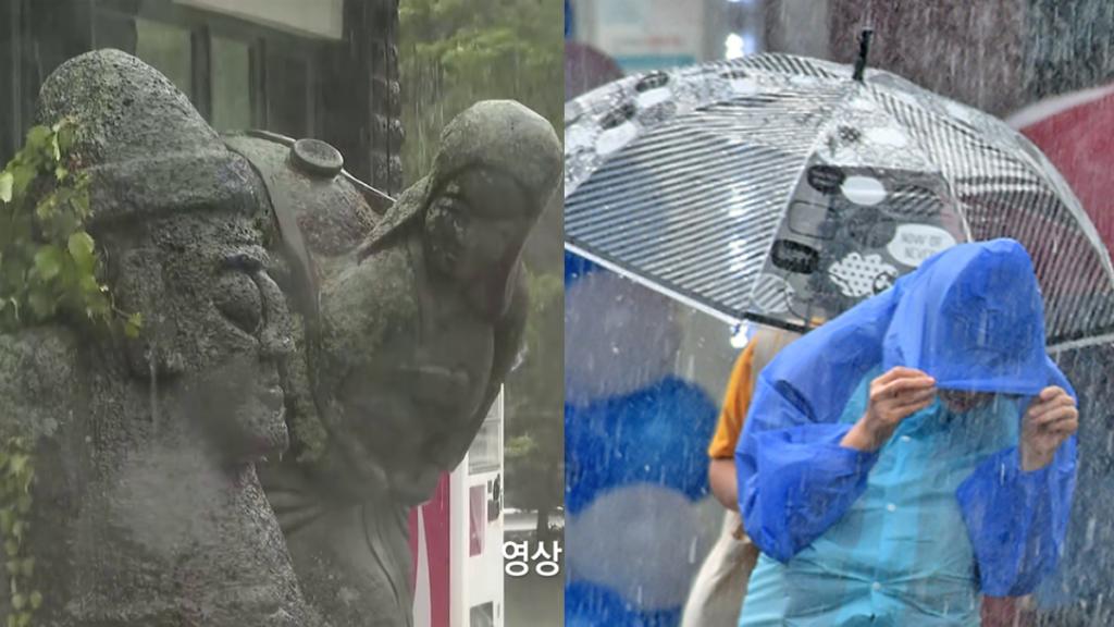 韓國各地下起強烈大風雨