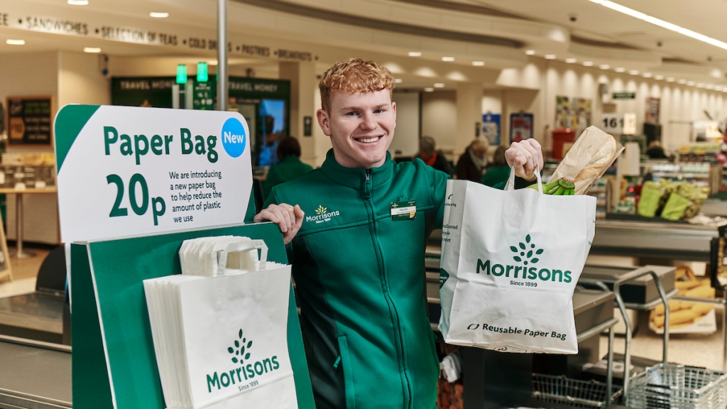 英國超市Morrisons走塑用紙袋