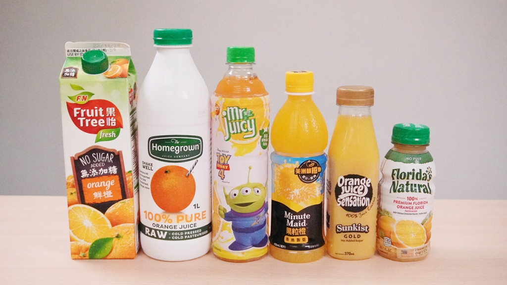 6款橙汁中、港、泰、美、新西蘭及新加坡糖分大比拼