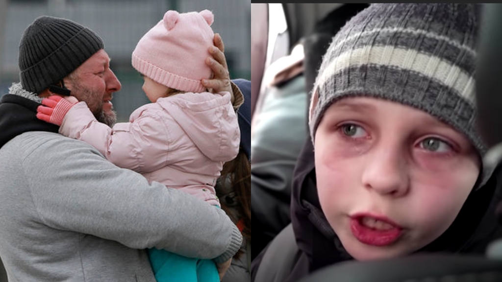 萬千家庭逃亡！烏克蘭8歲男孩忍淚與父訣別