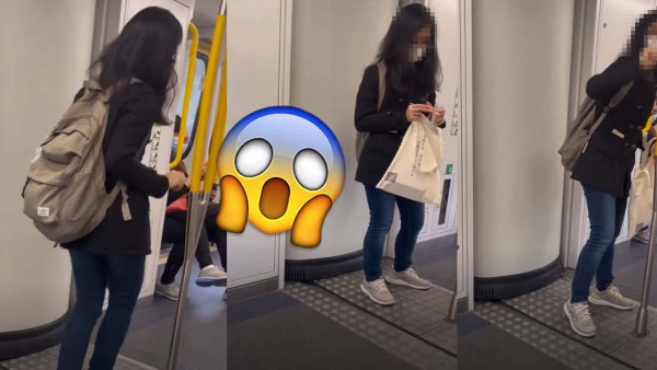 女子疑於港鐵「播毒」影片瘋傳！手拿快測棒塗抹車廂扶手