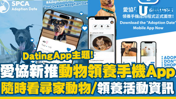 愛協新推動物領養手機應用程式　交友配對主題！隨時看尋家動物／活動資訊