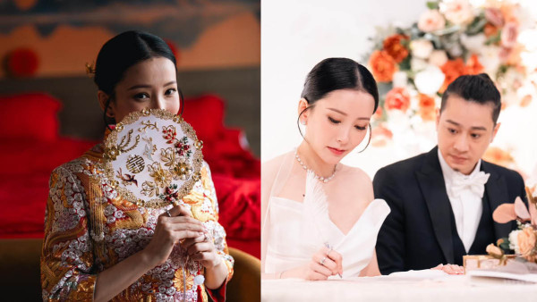 文凱玲褂后出嫁散發古典美 與外籍老公英語讀誓詞超甜蜜