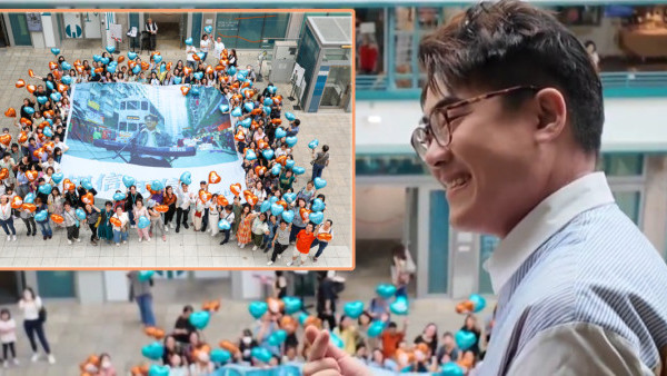 羅啟豪驚喜收新歌巨型大旗幟 周奕瑋教豪殼講日文「生日快樂」賀壽