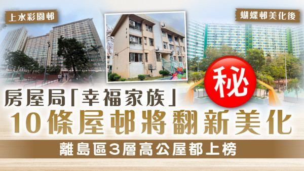 公屋翻新｜房屋局「幸福家族」10條屋邨將翻新美化 離島區3層高公屋都上榜