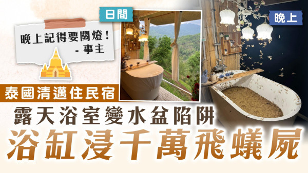 飛蟻大軍｜泰國清邁住民宿 露天浴室變水盆陷阱 浴缸浸千萬飛蟻屍