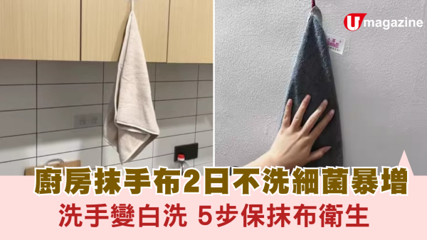 廚房衛生｜廚房抹手布2日不洗細菌暴增 洗手變白洗 5步保抹布衛生