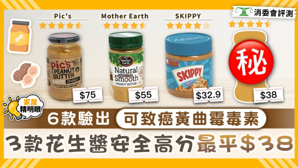 消委會花生醬｜6成驗出可致癌黃曲霉毒素 3款花生醬安全高評最平$38【附完整名單】