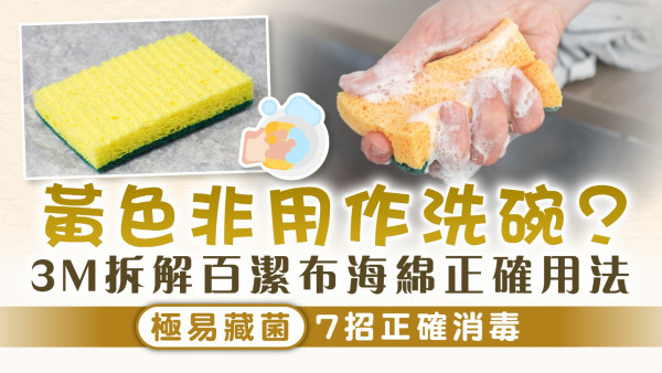 百潔布海綿︱黃色非用作洗碗？ 3M拆解百潔布海綿正確用法 極易藏菌7招正確消毒