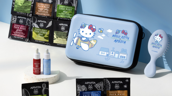 Apivita全新聯乘Hello Kitty限定套裝！希臘花園主題分店打卡 送卡通氣墊梳/野餐沙灘墊
