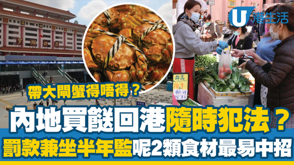內地買餸回港隨時犯法罰款兼坐半年監？呢2類食材最易中招！帶大閘蟹過關會唔會犯法？