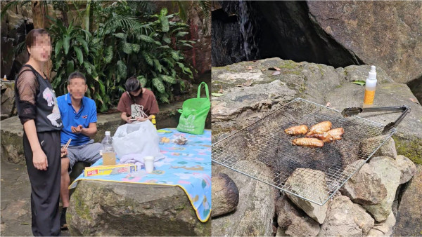 薄扶林一家三口砌爐燒烤！圍石頭放燒烤網施施然燒雞翼！惹眾怒：一啲常識都冇