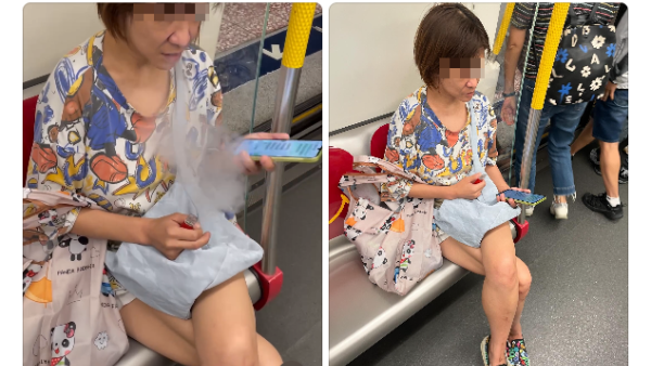 港鐵女車廂吸食電子煙！狂妄吐白煙網民怒批：明目張膽成咁