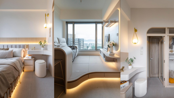 香港283呎一房單位輕裝修！北歐奶油風家居 臥室設少女夢幻衣帽間