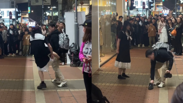 暴躁水手服女旺角狂毆男友人！拳打腳踢「嘭嘭聲」！知情人士揭內情：佢係小三