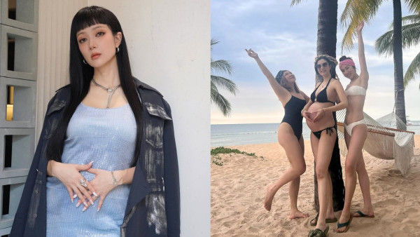 王君馨7個月孕肚旅行三點式上陣！懷孕上圍大升級畫面震撼網民眼球！