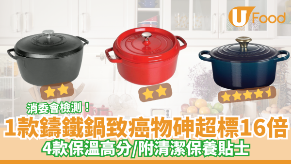 【消委會鑄鐵鍋】消費者委員會實測7款鑄鐵鍋安全性、保溫、煮食表現　3款4星半鑄鐵鍋推介／邊款CP值最高？（內附鑄鐵鍋使用保養小貼士）