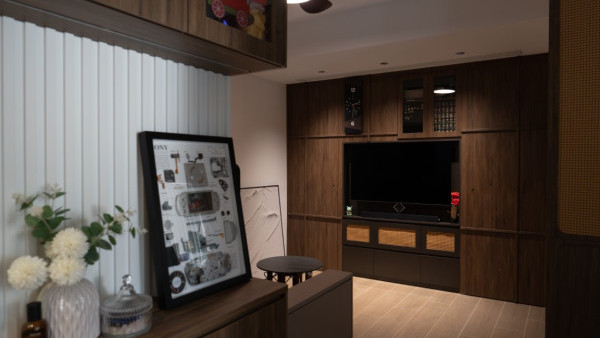 居屋裝修設計｜入伙44年舊居屋大翻新！374呎間2房2廳+家庭影院！原木復古風極富禪意！ 