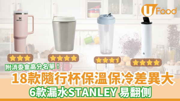 消委會保溫杯｜18款隨行杯保溫保冷差異大 6款漏水STANLEY易翻側 附高分名單