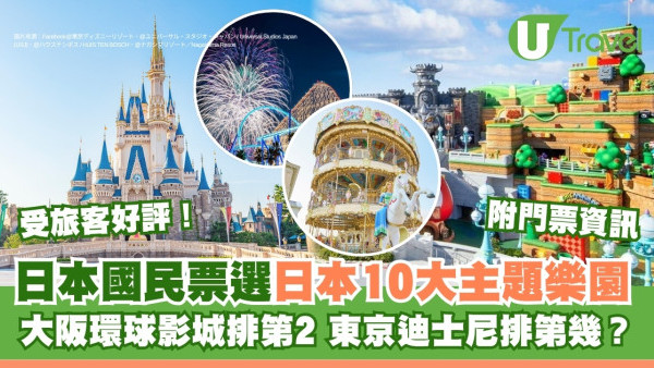日本主題樂園排行榜2026｜日本人票選10大主題樂園給好評 大阪環球影城屈居第2 