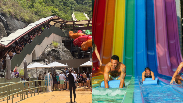 海洋公園水上樂園人潮爆滿變「排隊地獄」遊客玩急流等2小時以上：件泳衣乾曬