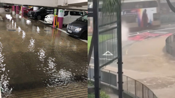 天文台改發紅雨警告！港島多區淪陷水浸成災 柴灣渠位爆水柱！